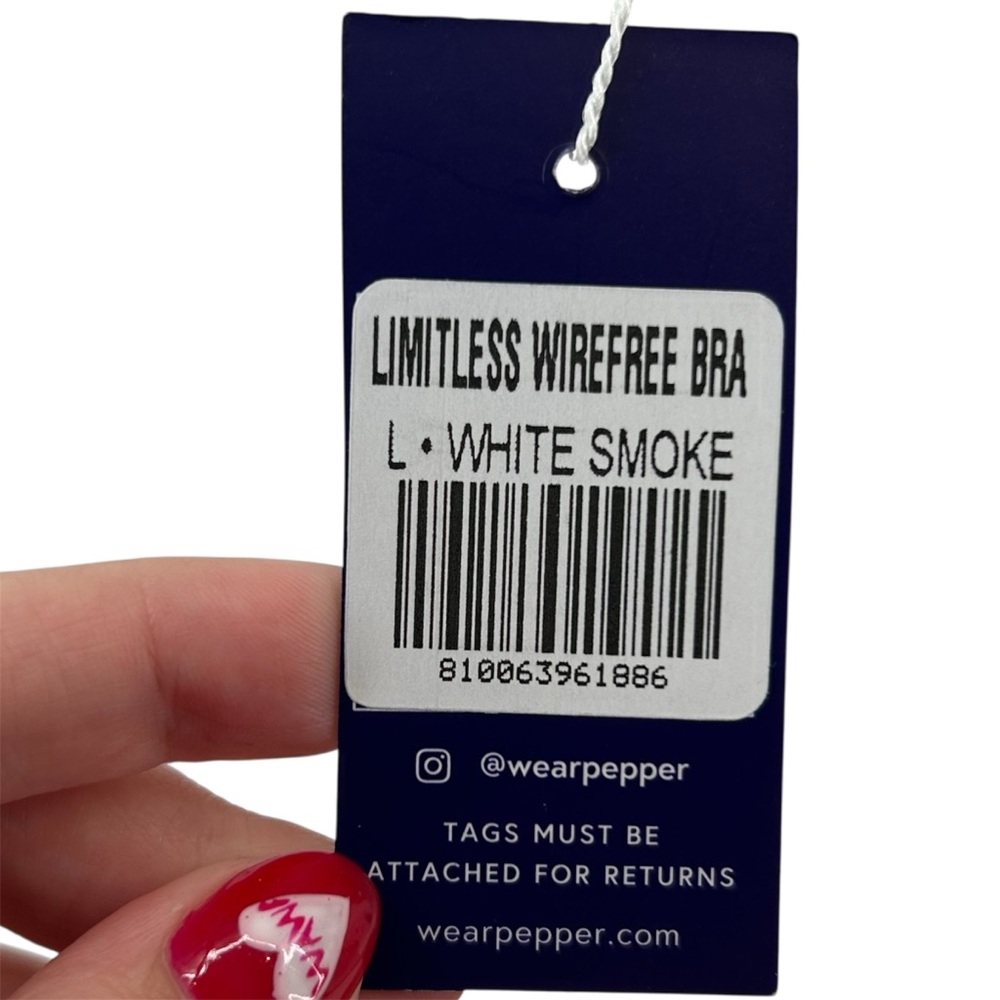 NWT PEPPER Limitless Wirefree Bra in White Smoke Size Large NEW - Picture 7 of 11